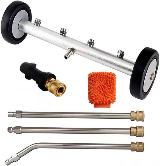 Thijox - Ondervloerreiniger voor de auto met hogedrukreiniger, 4000 PSI, inclusief 3 verlengbuizen en 1/4 inch snelaansluiting voor auto, camper en tu