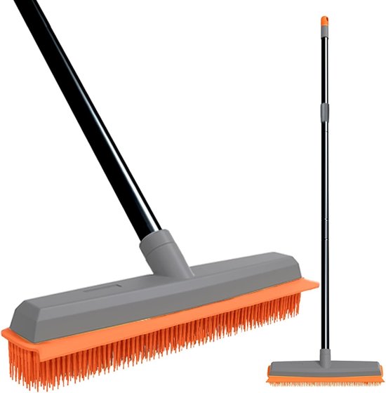 Thijox - Rubber Broom Tapijt Rake Huisdier Haarverwijderaar met Squeegee - Ideale Bezems voor Houten Vloeren, Tegels en Raamreiniging - Siliconen Bors