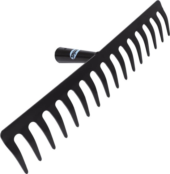 Thijox - Tuinhark Metalen Hark 14 Tanden - Stalen Tuin- en Boomgaardgereedschap - Zwart 350 mm - Ideaal voor Harken en Bewerken van de Grond