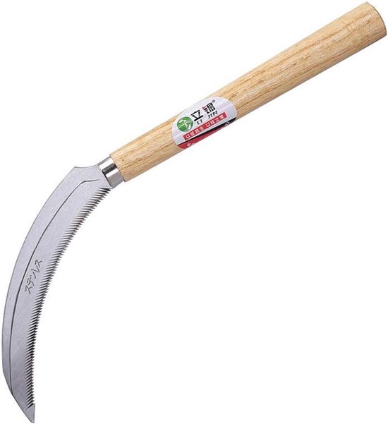 Thijox - Zaagtandgras 6,3 inch en Japanse sikkel van roestvrij staal met hardhouten handvat 18 cm - Perfect tuingereedschap voor lichte werkzaamheden