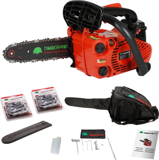 TIMBERPRO- Eenhandige Benzine Snoeizaag - 25,4 cc - Zwaardlengte 25 cm van Merkloos	