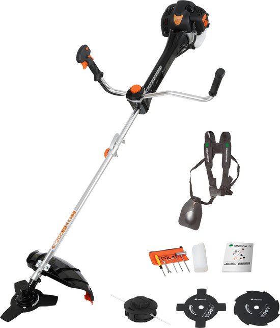 TIMBERPRO - Professionele bosmaaier trimmer 2-in-1 - anti-vibratie systeem - draad en mes - 62 cm³ - 3,5 PK. van Merkloos	