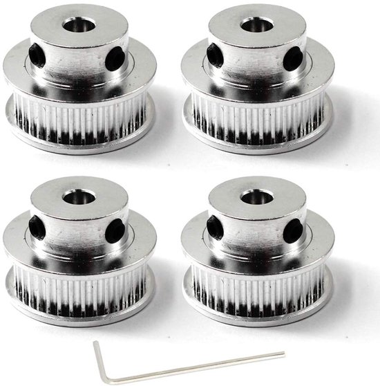Timing Belt Pulley 40 teeth 8mm Bore For 3D Printer CNC 6mm Width Belt Pack of 4 (Wrench Included)
