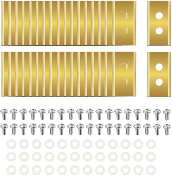 Titanium vervangingsmessen - 36 stuks - Geschikt voor Mammotion Luba en YUKA series robotmaaiers - Inclusief hoogwaardige schroeven - Dubbelzijdig bruikbaar, duurzaam - Tuinonderhoud en gazonverzorging - Goud van Siellafyl