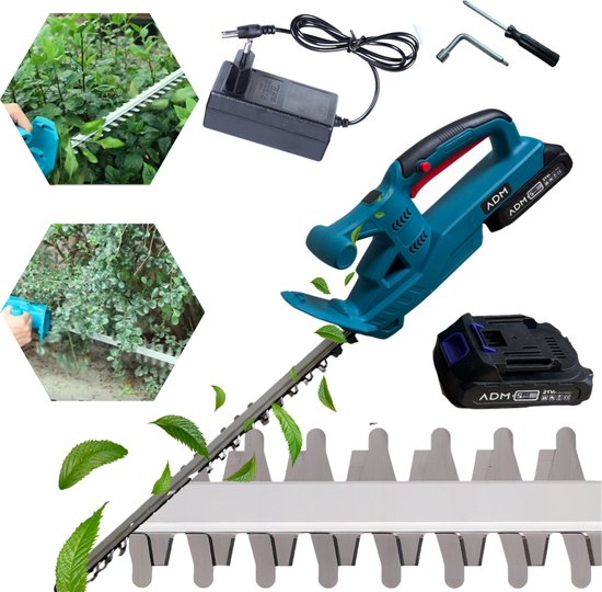 TJ Greenpro Accu Heggenschaar – 21V Snoerloos - 52 cm Dubbele Snijbladen - Voor Precisie Snoeien tot 15mm - blauw van Merkloos	