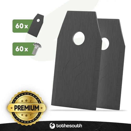 To the South® Universele Robotmaaier Mesjes geschikt voor o.a. Gardena, Husqvarna, McCulloch, Yard Force, Segway, Garden Feelings, Cramer, Ferrex & Florabest - Black Coated - 60 Stuks van To the South