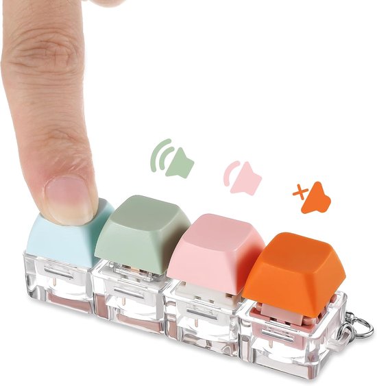 Toetsenbord fidget-speelgoed, sleutelhanger, laag volume en klik, fidget speelgoed, kleurrijke clicker, mechanische schakelaar, stressverminderende sleutelhanger, toetsenbord keycaps voor mannen en van Merkloos	