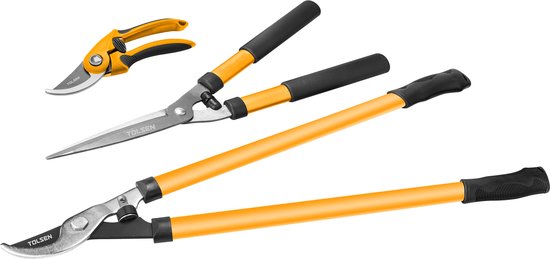 Tolsen 3-delige set - Snoeischaar Bypass 210 mm Ø19 mm - Heggenschaar 510 mm Ø40 mm - Takkenschaar 700 mm Ø40 mm van Tolsen