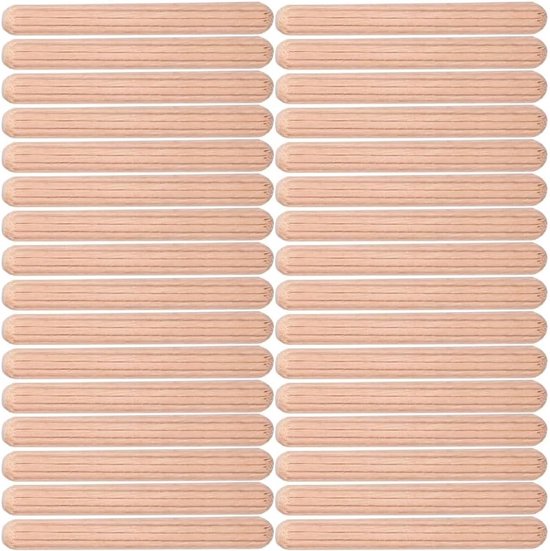 Tomedeks 100 stuks 6 x 50 mm houten deuvels, spijkers voor hout, houten pluggen voor freesmachine, groeven, handwerk, doe-het-zelf, timmerwerk van Merkloos	