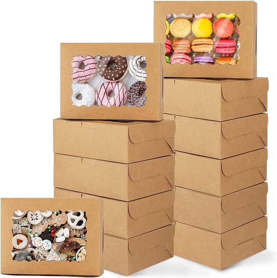 Tomedeks 12 x dozen voor kartonnen taarten, taartdoos, cupcake-doos, doos voor gebak, kartonnen bakdoos, bakdoos voor koekjes, snoep, cakes, cupcakes, macarons van Merkloos	