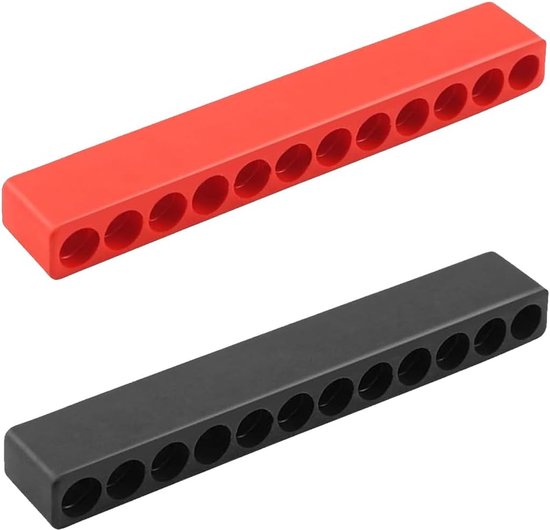 Tomedeks 2 stuks bit-opbergbox, leeg, kunststof, schroevendraaierkop, opslag, 12 boorgaten, met zeskantige schacht, bithouder, zwart + rood, elk één van Merkloos	