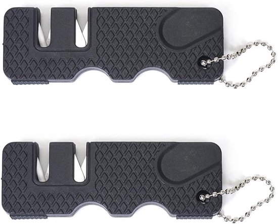 Tomedeks 2 stuks keramische messenslijper, messenslijper, keukenmessenslijper, praktisch, compact en licht, ideaal voor buiten, voor grof en fijn slijpen van Tomedeks
