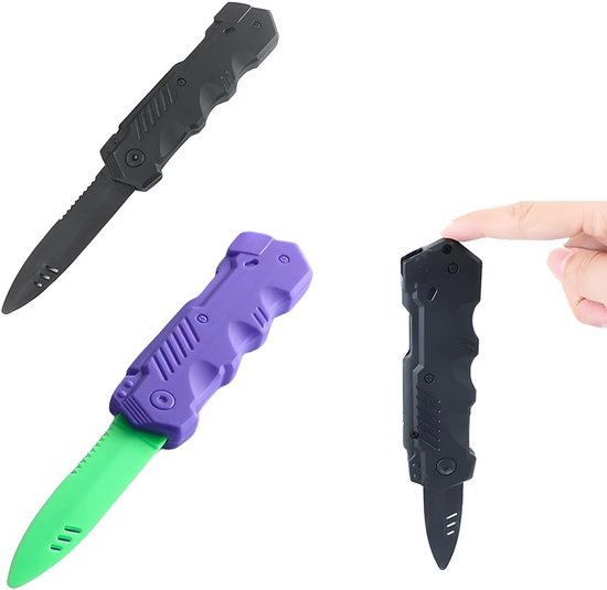 Tomedeks 2 stuks speelgoedmessen, dolk van kunststof, met intrekbare messen, kleefmes voor kinderspeelgoed, tovertrucs (2 vormen) van Merkloos	