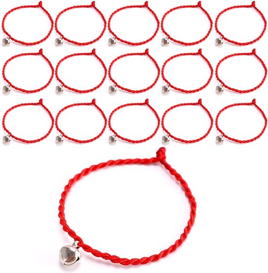 Tomedeks 20 handgeweven kleine rode koordarmbanden met hangers, geschikt als verjaardagscadeau, beste vrienden, familiereisgeschenken van Merkloos	