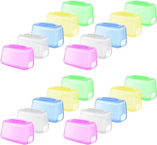 Tomedeks 20 stuks tandenborstelafdekking, tandenborstelafdekking, tandenborstelafdekking, tandenborsteldoppen, tandenborstelafdekkingen voor reizen, thuis, camping en school (5 kleuren)