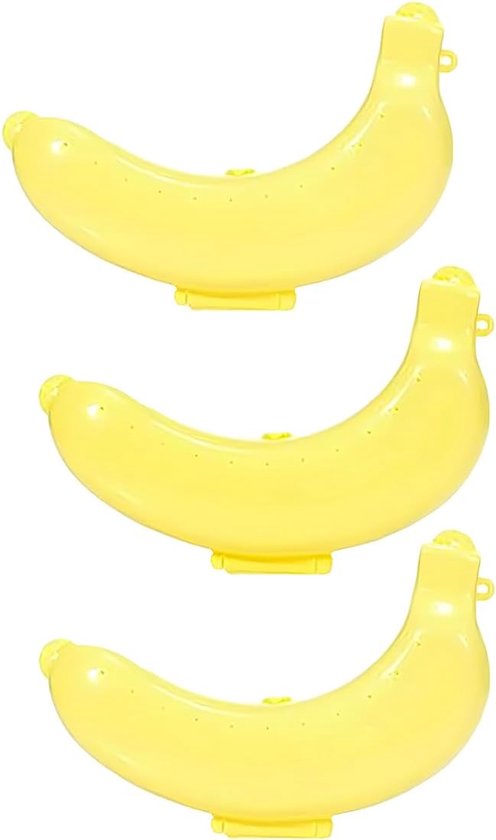 Tomedeks 3 stuks bananenschil, snips, bananenbeschermer, ademend, transportcontainer, bananencontainer, voedselcontainer, fruithouder (geel) van Merkloos	
