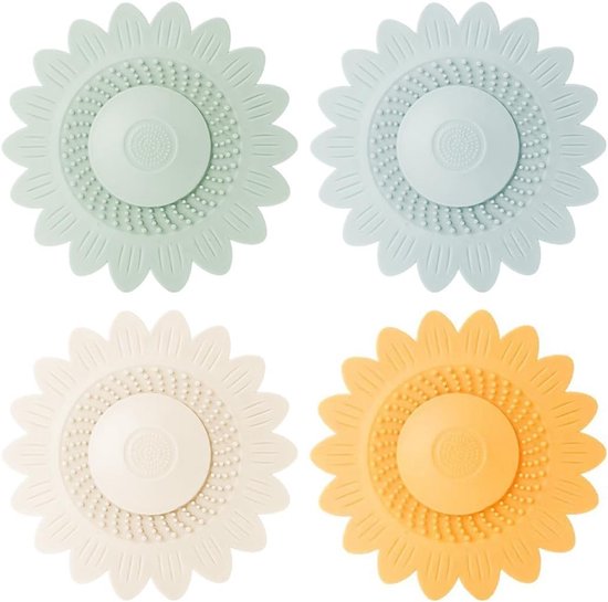 Tomedeks 4 stuks universele afvoerstops, wastafelstoppen met haarzeeffunctie, universele badstop van siliconen, douchestop voor haar (4 kleuren) van Merkloos	