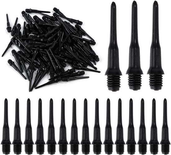 Tomedeks 50 stuks kunststof dartpunten, dartpunten van kunststof, professionele kunststof punt, voor 2Ba elektronische doel, zachte dartpunten (zwart) van Merkloos	