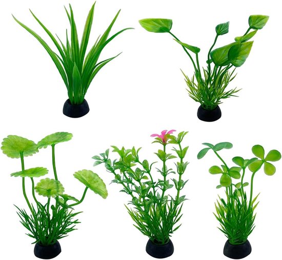 Tomedeks Aquariumplanten voor aquaria, kunstmatige planten, aquariumplanten, 10 stuks, voeg een vleugje groen leven toe, perfect voor het decoreren van aquaria van Tomedeks