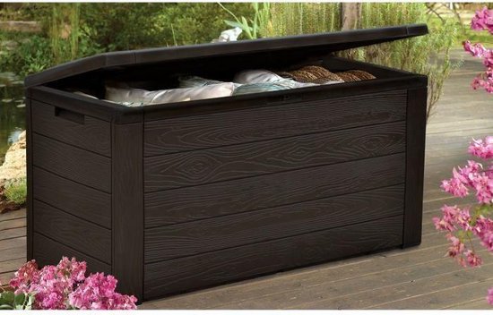 TOOD Koffer voor harsopslag - 300 L - Bruin houtlook - 120 x 46 x 58 cm van T