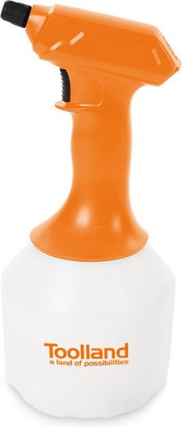 Toolland Drukspuit, elektrisch, regelbare sproeikop, ledindicator, 1 liter, wit/oranje/zwart van Merkloos	