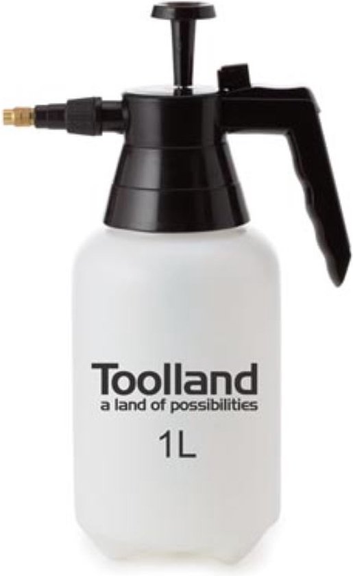 Toolland Drukspuit, regelbare sproeikop, niveau-indicator, 1 liter, pompsysteem, wit/zwart van Toolland