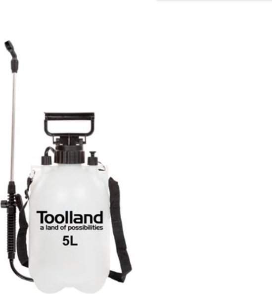 Toolland Drukspuit, sproeilans, regelbare sproeikop, niveau-indicator, draagriem, 5 liter, pompsysteem, wit/zwart