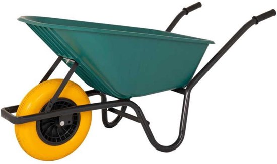Topgear Kunststof kruiwagen 85L - groen - anti-lek band - lichtgewicht - tuinwerkzaamheden van Merkloos	