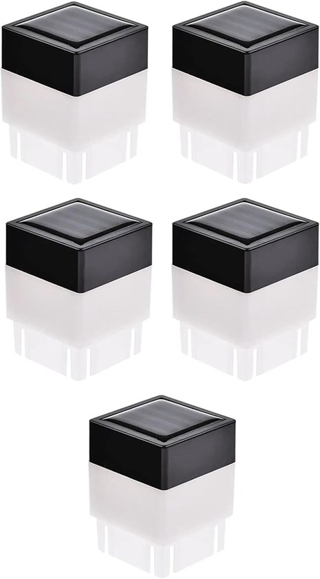 TopHomer 5 stuks moderne buitenlantaarns, 5 x 5 cm zonne-paalkap, glazen buitenverlichting met ledverlichting, waterdichte omheining, dekkap licht voor plat oppervlak, terras, tuindecoratie (wit) van Merkloos	