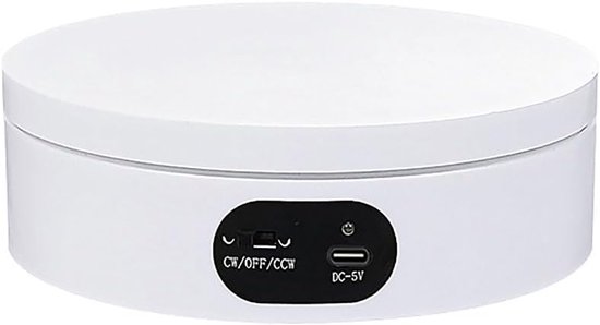 TopHomer Rotating Display Stand, 360 Degree Electric Rotating Platform, 5kg Load, Rotary Turntable, 12cm, Noiseless Rotating Display Base for Jewelry, Watch Model (White) van Merkloos	