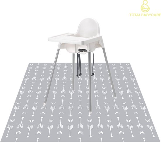 Totalbabycare | Anti-slip Knoeimat Baby | Uitwasbare Mat voor onder kinderstoel | Tijdens verven | Waterbestendig | 130x130cm van Total
