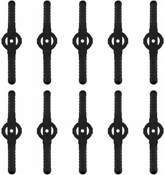 TOVBMUP Grasmaaiermessen Tuinmaaieraccessoires - Kunststof reservemessen - Gras Kunststof messen - Grasmaaiermessen - Tuingereedschap - Klein gat 5 mm - Voor tuingrasmaaiers - Snoerloze trimmers - 10 stuks - zwart van Merkloos	