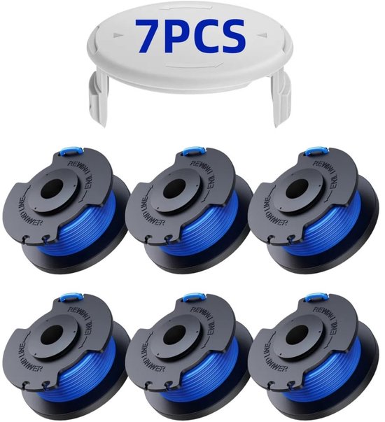 TOVBMUP Grasmaaierspoelen voor - trimmerspoelen - geschikt voor Ryobi One+ 18V 24V 40V grasmaaiers - Ø 1,65 mm - lengte 3,3 m - 6 vervangende spoelen + 1 afdekking