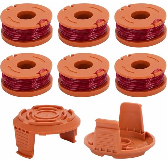 TOVBMUP Grastrimmer draad 1,65 mm reservedraad spoelen gazontrimmer draadspoel 3,05 m trimmer lijn voor Worx WA0010 6 spoel 2 dop