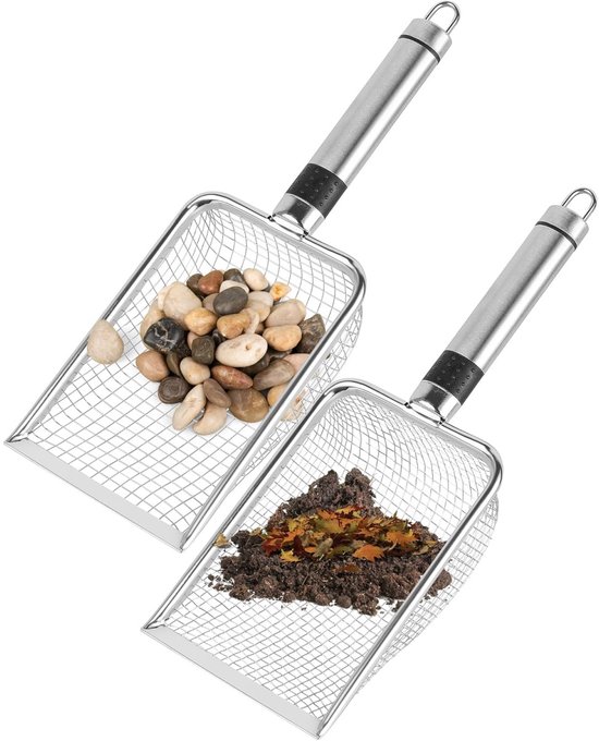 TOVBMUP Tuinbodemzeef met handvat - Twee-pack - Tuinzand- en compostzeef - Maaswijdte 3,8 mm en 5 mm - Ideaal geschikt voor zand, stenen, aarde en compost - Geweldig geschikt voor tuinieren van Merkloos	