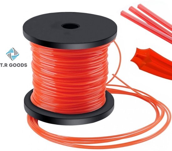 T.R Goods Maaidraad / Trimmerdraad voor Benzine Bosmaaier – 2.4 mm Draad met Stervormige Doorsnede – 155 Meter – Oranje – Duurzaam Nylon voor Gras en Onkruid