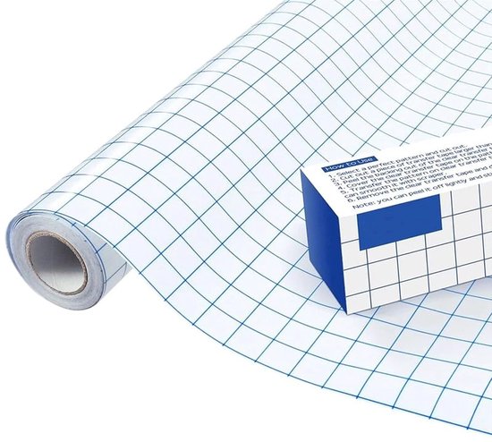 Transfer Tape voor Vinyl 30 x 500cm - met Blauwe Uitlijnrooster - Medium Tack Vinyl Transfer Tape Rol voor Silhouette Cameo - Stickers - Borden - Ramen - Mokken - Creatieve Projecten van Merkloos	