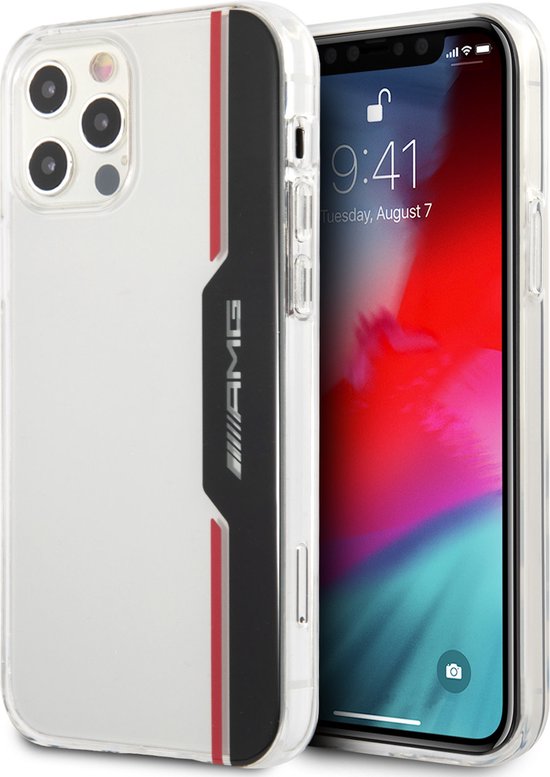 Transparant hoesje van AMG - Hardcase Backcover - iPhone 12 - 12 Pro - Electroplated Black & Red van AMG
