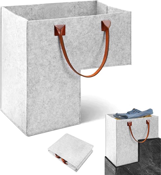 Trappenmand - opvouwbare trappenorganizer - grote trapmanden - trapmand met handgrepen - L-vorm - viltstof - traptas voor wasgoed - speelgoed - huishoudelijke artikelen (grijs) van Merkloos	