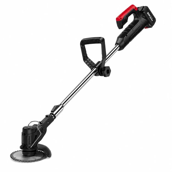 Traumheim® 21V Accu Grastrimmer - 4-in-1 Draadloze Bosmaaier - 2 Accu's - Kunststof Mes, Metalen Mes en Zaagblad - Verstelbare Steel - Voor Gras, Onkruid en Struiken