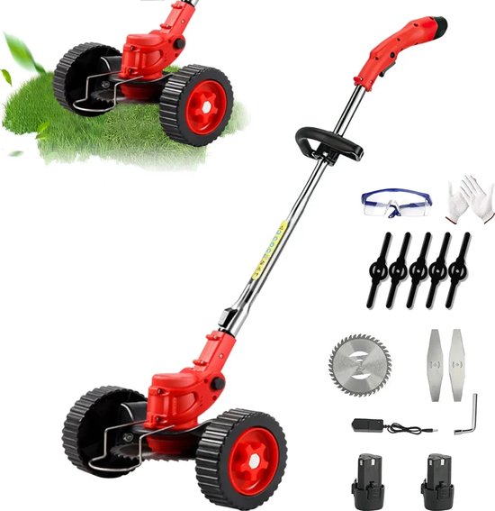 Traumheim®4-in-1 Kantenmaaier – Grastrimmer – Bosmaaier – Grasmaaier – Draadloos & Elektrisch – Incl. 2 Accu ‘s & Snellader - Opvouwbare grasmaaier-Met wielen – gemakkelijk te verplaatsen van Merkloos	