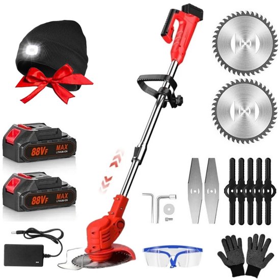 Traumheim®Kantenmaaier - Grastrimmer - Bosmaaier - Incl. 2 accu's en lader - Rood van Traumheim