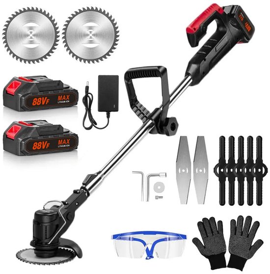 Traumheim®Kantenmaaier - Grastrimmer - Bosmaaier - Incl. 2 accu's en lader - Zwart van Merkloos	