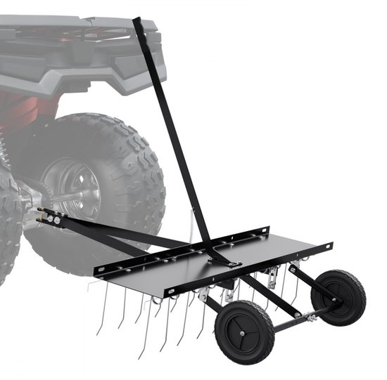 Trekhark voor gazon - Sleep-verticuteerhark 102 cm - 20 Verenstalen Tanden - Geschikt voor ATV/Quad en Grasmaaier - Met Handgreep