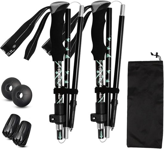 Trekking Poles - 2 x Vouwbare Telescopische Poles - Verstelbaar 110-125 cm voor Bergen - Hiking - Sneeuw - Voor Mannen en Vrouwen van Merkloos	
