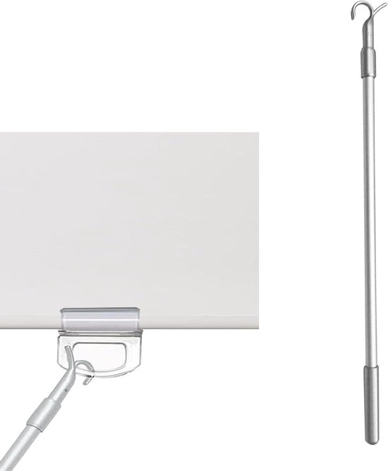 Trekstang Rolgordijn - Stok Gordijn - Rolgordijn Bediening - Telescopisch Verstelbaar - 45-70 cm - Zilver