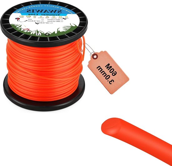 Trimmer Draad - Grasmaaier Koord - Onkruid Verwijderen - Duurzaam Nylon Materiaal - 3mm 60m - Oranje Rood