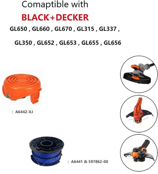 Trimmerspoelen (meerdere kleuren) Geschikt voor Black Decker GL650/GL660/GL670/GL315/GL337/GL350/GL652