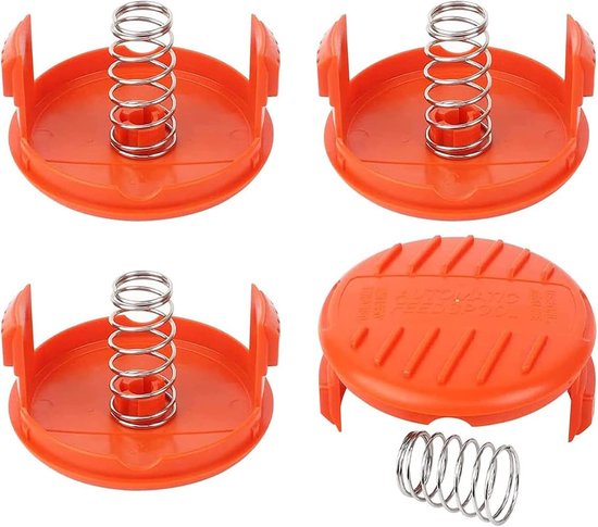 Trimmerspoelkap - 4 stuks - geschikt voor Black & Decker grasmaaiers - RC-100-P - trimmerspoelkap - trimmerspoelkapveren - trimmerspoelafdekking van Merkloos	