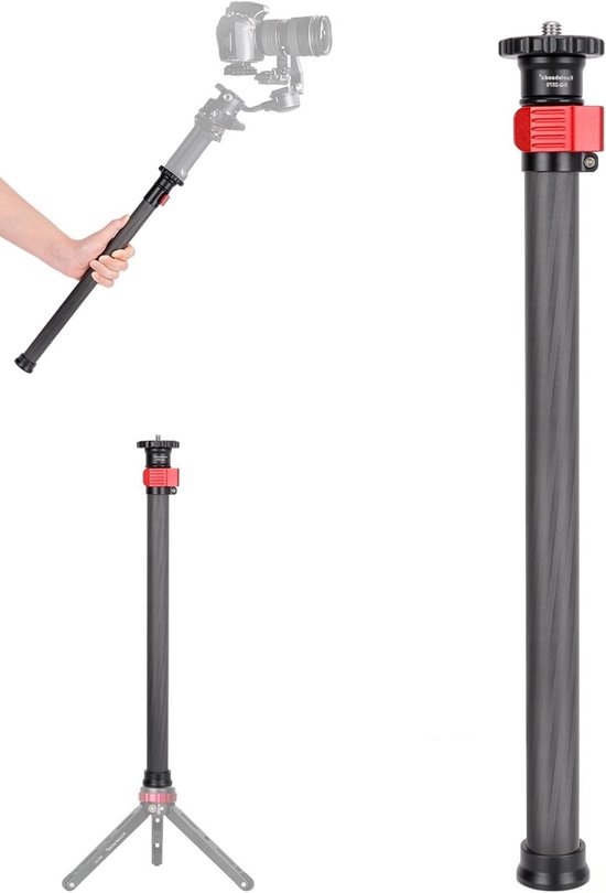 Tripod Extensie van 70 cm van Carbon Fiber, Verstelbare Telecopische Stang met 1/4 Inch naar 3/8 Inch Schroefdraad, Geschikt voor Camera's en Gimbals, Lichtgewicht en Duurzaam